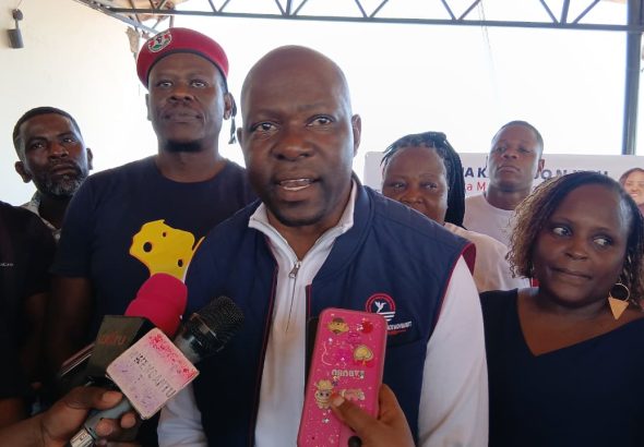 People’s Renaissance Movement (PM) Party leader and Saboti MP Caleb Hamisi addresses the press in Chuka town