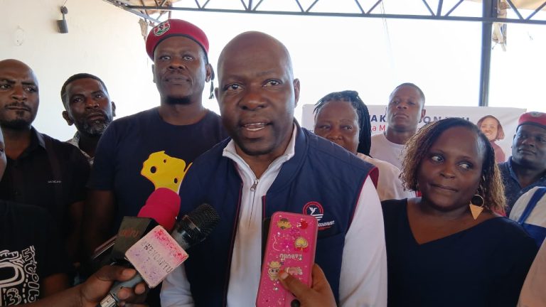 People’s Renaissance Movement (PM) Party leader and Saboti MP Caleb Hamisi addresses the press in Chuka town