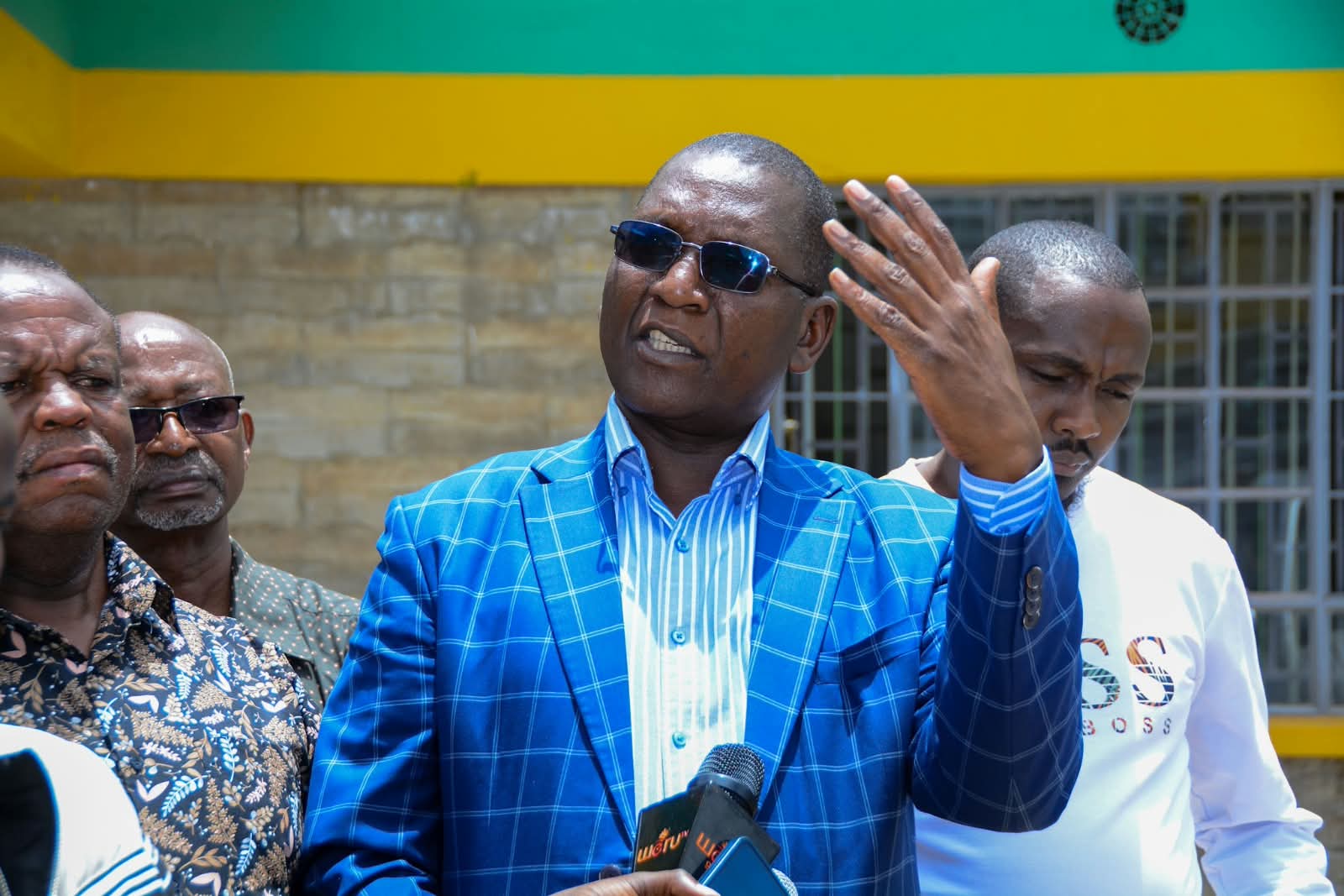 Gitobu Nkanata, the Meru town Municipal Manager speaks to the press.