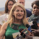 Justine Reese addressing media said that , she would like to provide textiles and training so that women can make reusable products for their own use and even sell them. Photo/Elizabeth Angira