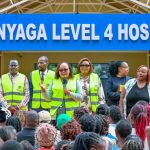 Kirinyaga Governor Anne Waiguru speaking during an inspection tour of the complex in Kianyaga town