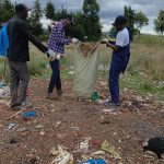 Laikipia University students cleaning shopping centre