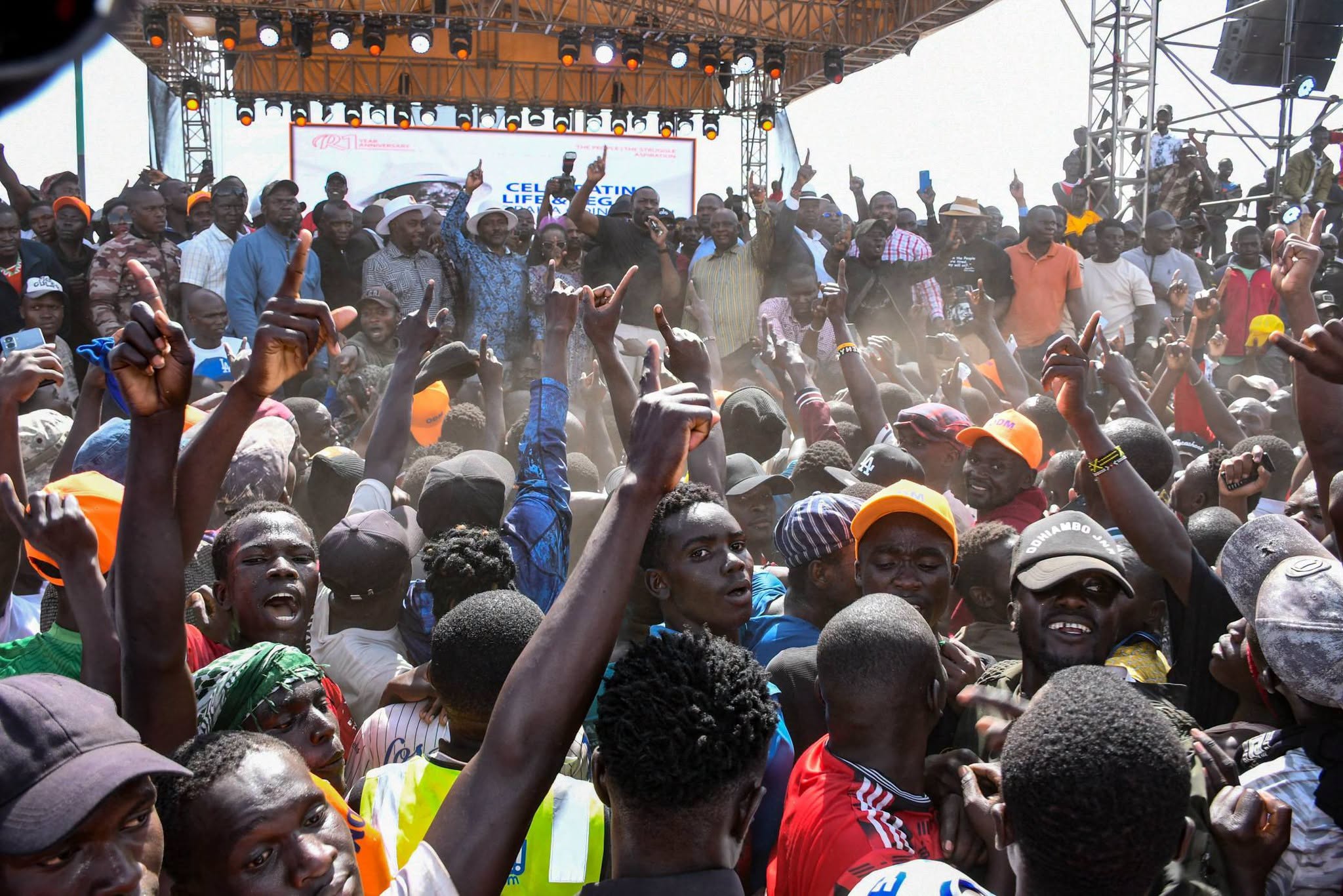 Leaders, family and friends during the first anniversary memorial of former Prime Minister Raila Odinga in Bondo yesterday
