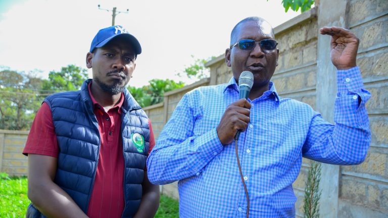 Meru Town Municapal Manager Gitobu Nkanata (Right) speaks to the press.