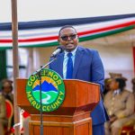 Meru county Governor Mutuma M’Ethingia reads his speech at Githongo