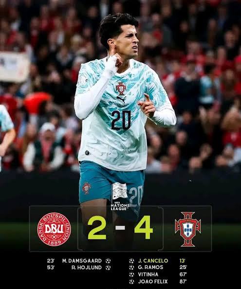Portugal down Denmark 4-2 without Ronaldo