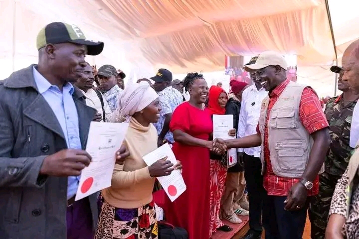President William Ruto, in Taita Taveta County for the issuance of title deeds to residents