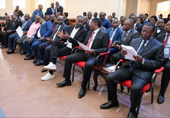 R-L - Prime Cabinet Secretary Musalia Mudavadi, National Assembly Speaker Moses Wetangula and Nairobi Senator Edwin Sifuna