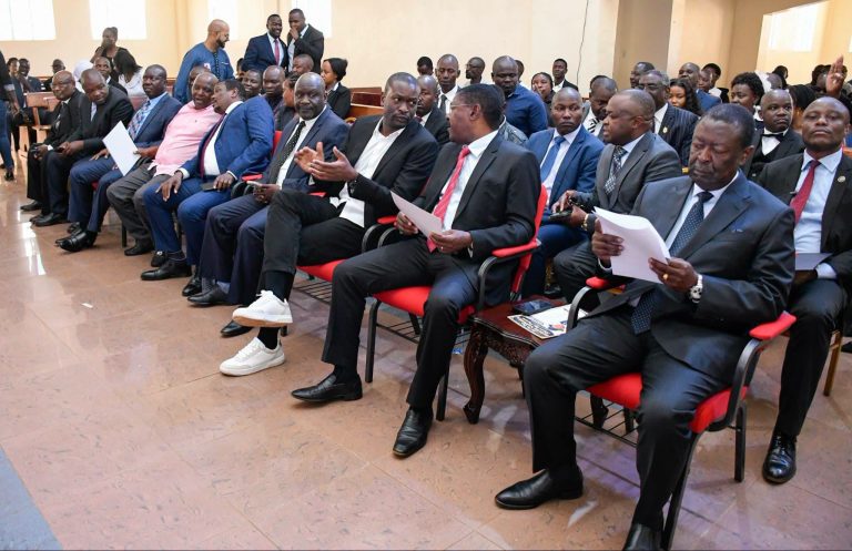 R-L - Prime Cabinet Secretary Musalia Mudavadi, National Assembly Speaker Moses Wetangula and Nairobi Senator Edwin Sifuna