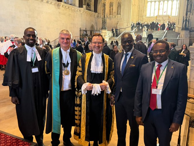 Senior Counsel Charles Kanjama with EALS President, UK Law Society President, Lord Chancellor, and Kenya High Commissioner during the ceremonial opening of the English Legal Year.
