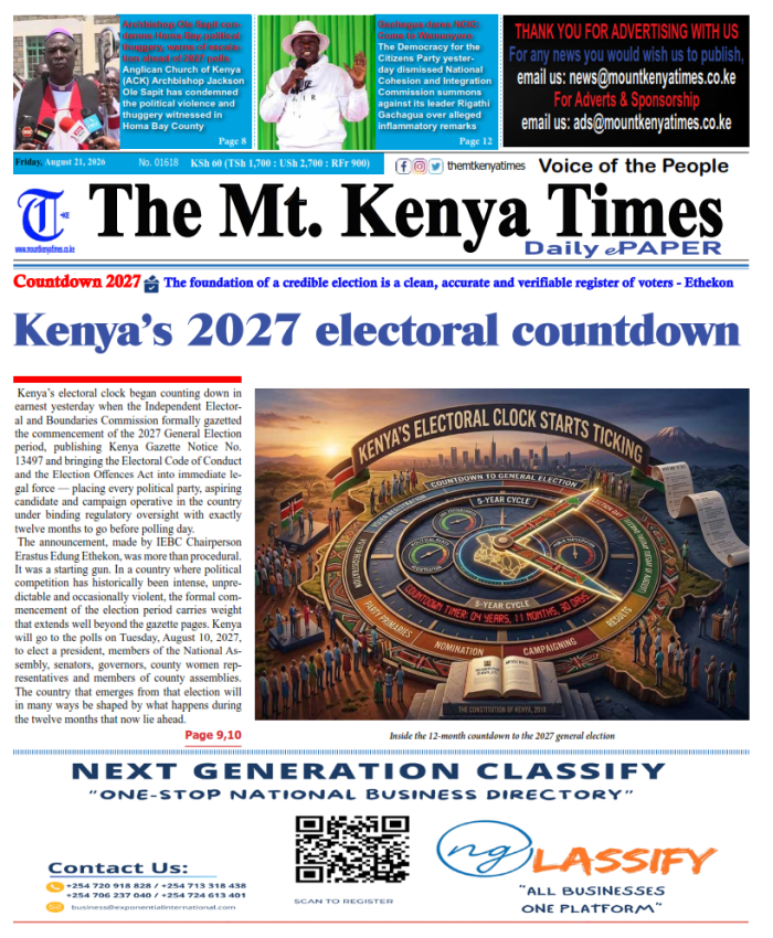 Mt Kenya Times ePAPER August 21, 2026