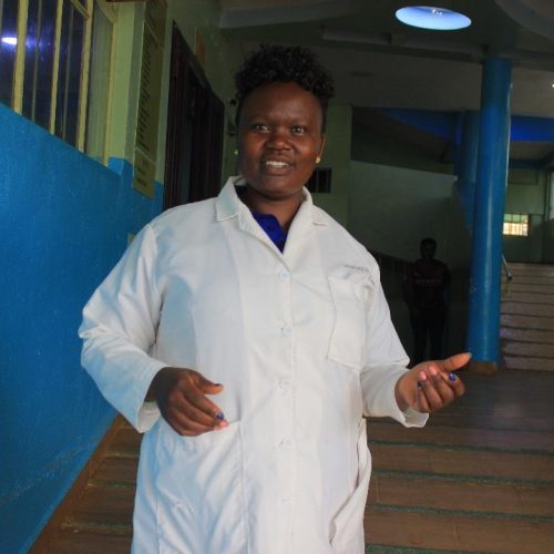 Judith Moraa a mortician working in one of the hospital in Kisii County , she thrives into the career once reserved for men photo/Elizabeth Angira 