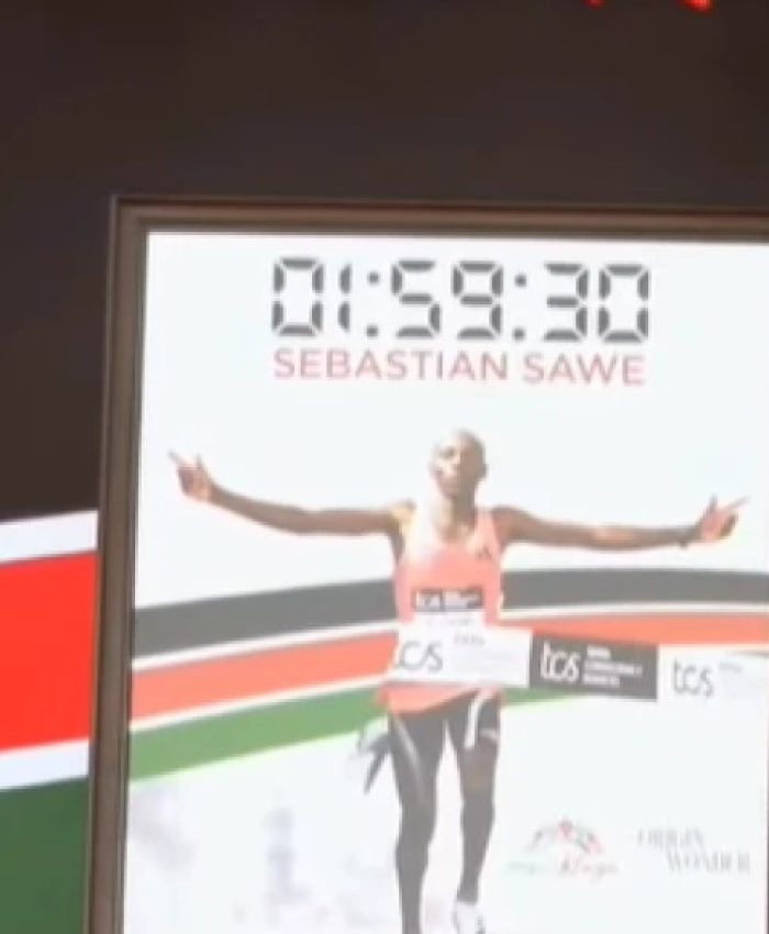 President William Ruto with record breaking marathoner Sebastian Sawe in State House, Nairobi on April 30, 2026.
